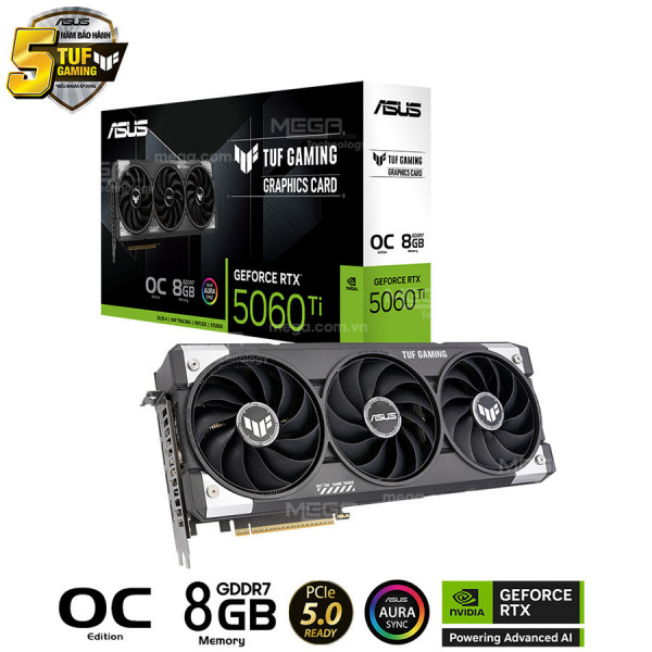 Vga ASUS TUF Gaming GeForce RTX 5060 Ti 8GB GDDR7 OC Edition (TUF-RTX5060TI-O8G-GAMING)