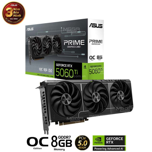 Vga ASUS PRIME GeForce RTX 5060 Ti 8GB GDDR7 OC Edition ( PRIME-RTX5060TI-O8G)