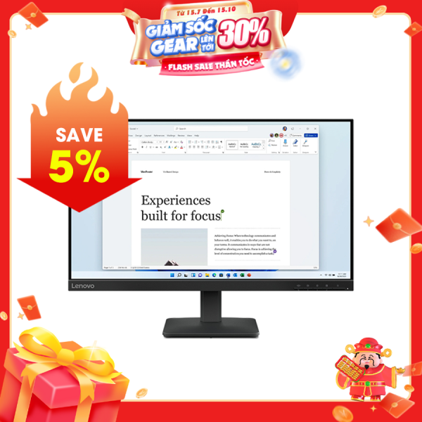 LCD Lenovo L24-4e 68C2KAC1VN 23.8 Inch FHD(1920x1080) IPS 100Hz 4ms  Đen ( HDMI, VGA)