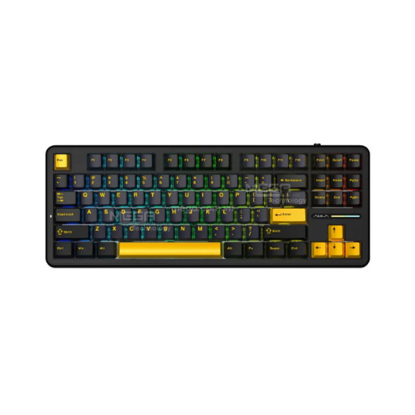 Bàn phím Gaming không dây AULA 3 mode F87 Đen Xanh đậm cam, Grey Wood V3 Switch