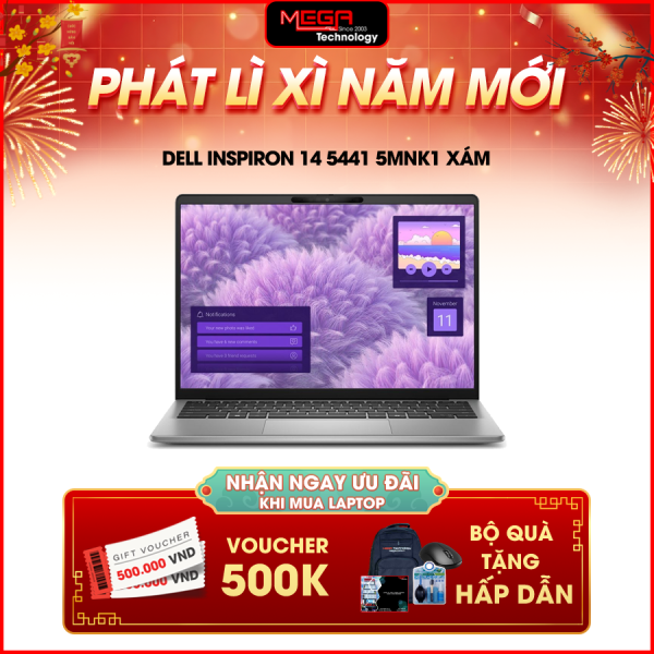 Laptop Dell Inspiron 14 5441 5MNK1 Xám (Snapdragon X Plus X1P-64-100, Ram 16GB, SSD 512GB, Vga VGA Qualcomm Adreno, Fingerprint, 14 inch FHD+, Win 11 Home SL, Office Home 2024)