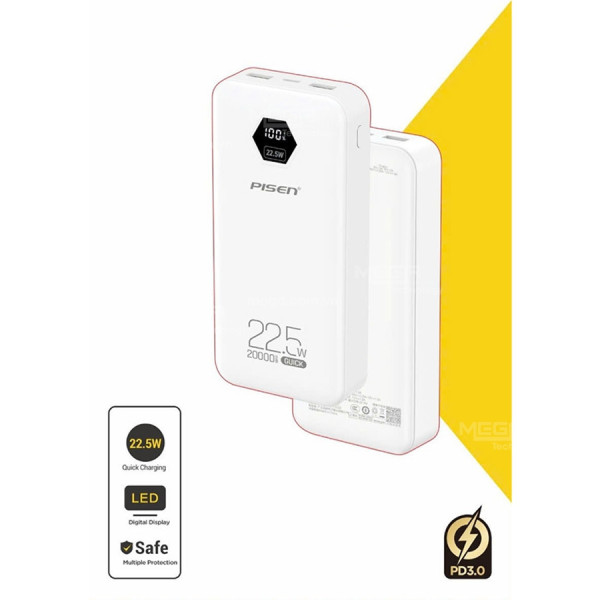 Sạc dự phòng Pisen Quick Power Cube 22.5W 20000mah Trắng (L & C) ( TP-D184)