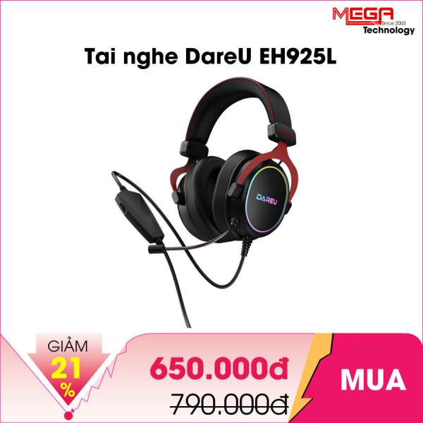 Tai nghe DareU EH925L 7.1 RGB Black red