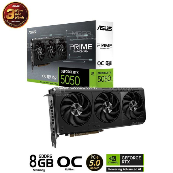 Vga Asus Prime GeForce RTX 5050 8GB GDDR6 OC Edition (PRIME-RTX5050-O8G)