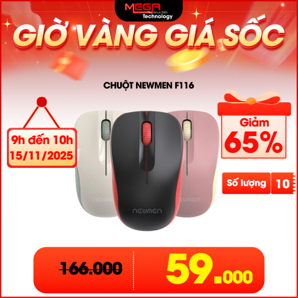 Chuột máy tính không dây Newmen F116, Đen đỏ