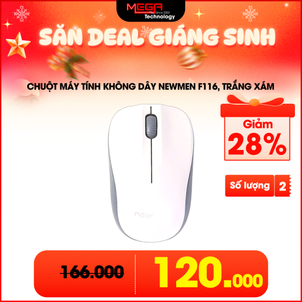 Chuột máy tính không dây Newmen F116, Trắng xám