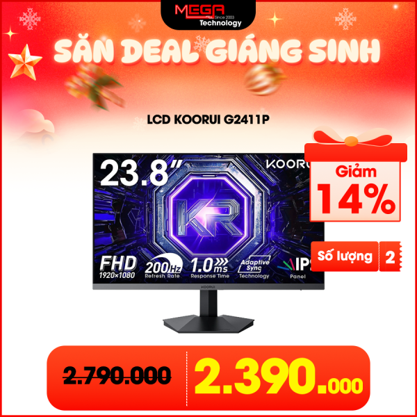 LCD Koorui G2411P 23.8 Inch FHD IPS 200Hz 1ms ( 2 x HDMI, 1 x DP , Audio Out (3.5mm) )