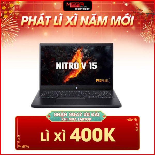 Laptop Acer Gaming Nitro V 15 ProPanel ANV15-41-R0Y4 NH.QPESV.004 Đen ( Cpu R7-7735HS, Ram 16GB, SSD 512GB, Vga GeForce RTX 4050 6GB, 15.6 inch FHD 180Hz, Win 11HSL, 2Y)