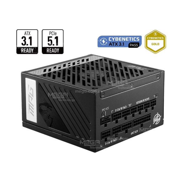 Nguồn Máy Tính MSI MPG A1000G PCIE 5.0 (1000W, 80 Plus Gold, ATX 3.0)