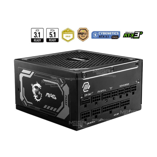 Nguồn máy tính MSI MAG A1000GL PCIE5 1000W 80 Plus Gold MAG-A1000GL-PCIE5