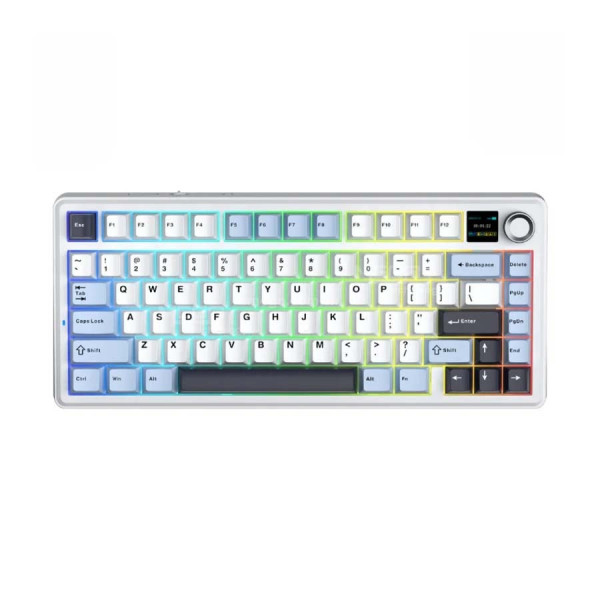 Bàn phím Gaming không dây AULA 3 mode F75 Max xanh nhạt trắng tím đậm ( Ice Blue color), Reaper switch