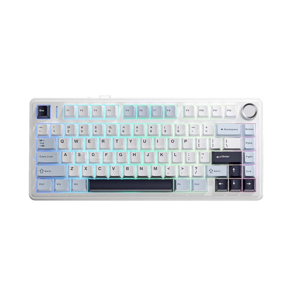 Bàn phím Gaming không dây AULA 3 mode F75 Max xanh nhạt trắng tím đậm ( Ice Blue color), Reaper switch
