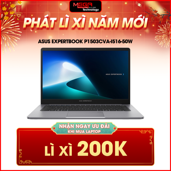 Laptop ASUS ExpertBook P1503CVA-i516-50W Xám (Cpu i5-13420H, Ram 16GB, SSD 512GB, Vga Intel UHD, 15.6 inch FHD, Win 11H)