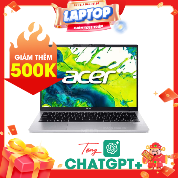 Laptop Acer Aspire Lite 14 AL14-71P-55P9 NX.D7USV.001 Bạc ( Cpu  i5-13500H, Ram 16GB, SSD 512GB, Vga Intel UHD Graphics, 14.0 inch WUXGA, Win 11HSL, 2Y)