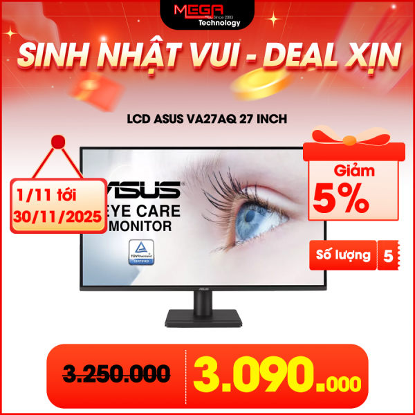 LCD Asus VA27AQ 27 inch 2K IPS 75Hz 1ms Loa ( DP,HDMI, VGA, Earphone Jack)