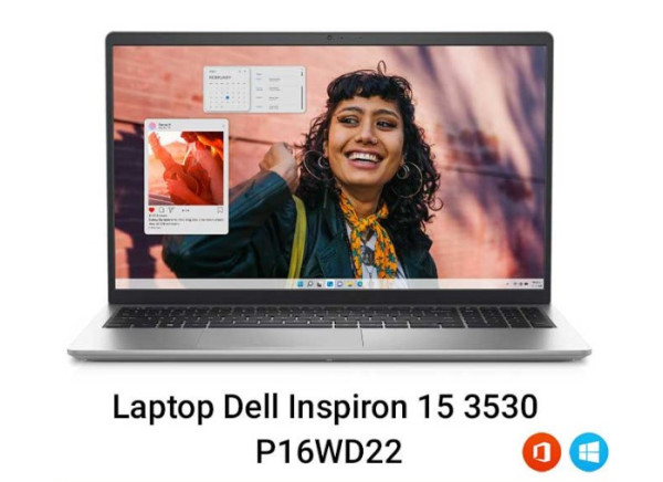 Laptop Dell Inspiron 15 3530 P16WD22 Bạc ( Cpu I5-1334U, Ram 16GB (2x8GB), SSD 512GB, Vga Intel Iris Xe Graphics, 15.6 inch FHD, Win11HSL, Office H24)