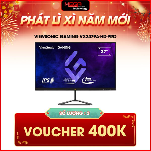 LCD ViewSonic Gaming VX2479A-HD-PRO 23.8 inch FHD IPS 240Hz 1ms (2x HDMI, 1xDP, 3.5mm Audio out)