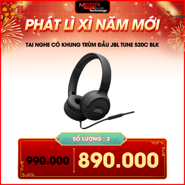 Tai nghe có khung trùm đầu JBL Tune 520C BLK