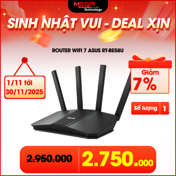 Router WiFi 7 ASUS RT-BE58U (BE3600Mbps, WAN, LAN 2.5G, AiProtection, AiMesh)