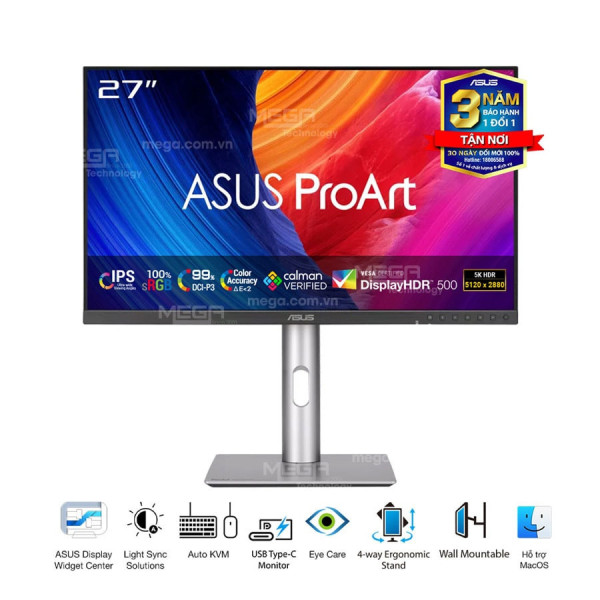 LCD ASUS ProArt PA27JCV 27 inch IPS 5K UHD 60Hz 5ms Chuyên đồ họa (USB-C, DP, HDMI)