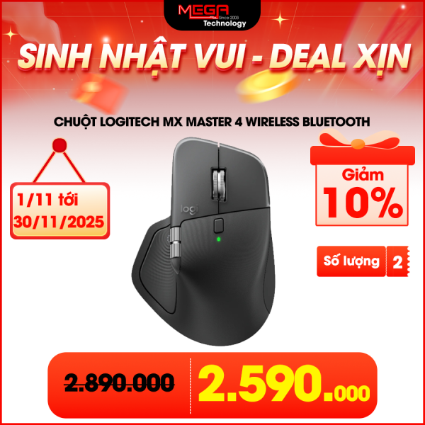 Chuột không dây Logitech MX Master 4 Wireless Bluetooth Đen (Graphite) (910-007565)