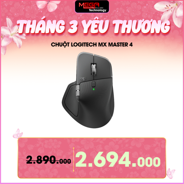 Chuột không dây Logitech MX Master 4 Wireless Bluetooth Đen (Graphite) (910-007565)