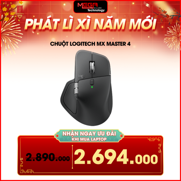 Chuột không dây Logitech MX Master 4 Wireless Bluetooth Đen (Graphite) (910-007565)