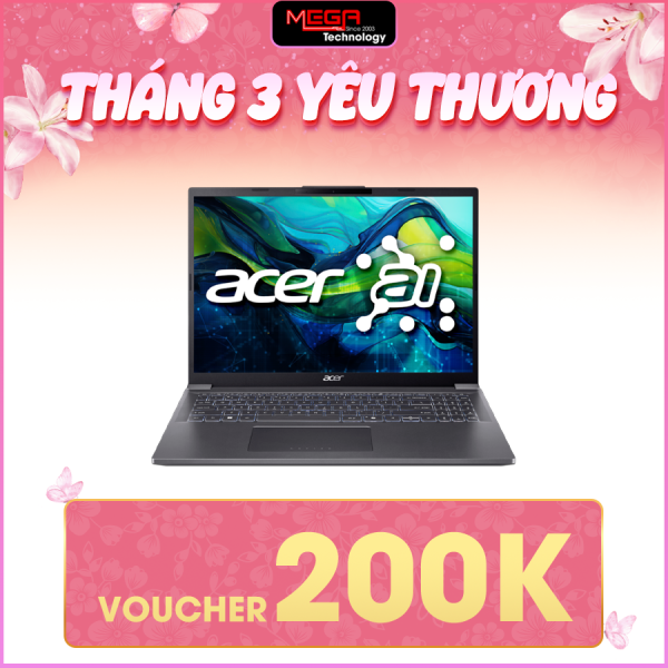 Laptop Acer Aspire 16 Al A16-71M-59L5 NX.J4YSV.001 Xám (Cpu Intel Core Ultra 5 125H, Ram 16GB, SSD 512GB, Vga Intel Arc graphics, 16 inch FHD+, IPS 60Hz, Win 11HSL,2Y)