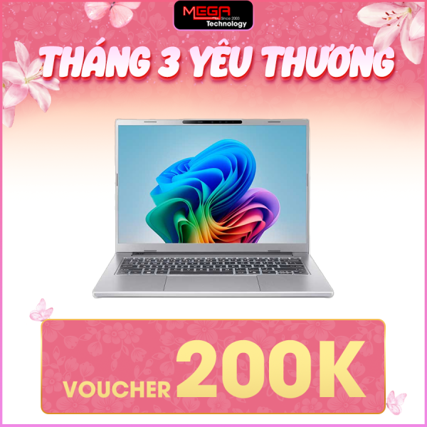 Laptop Acer Aspire 14 AI A14-61M-R9RA NX.JL1SV.001 Bạc (Cpu AMD Ryzen AI 5 340, Ram 16GB, SSD 512GB, Vga AMD Radeon 840M, 14 inch FHD+, IPS 120Hz, Win 11HSL,1Y)