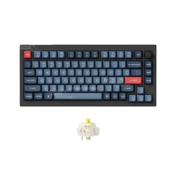 Bàn phím cơ không dây Keychron V1M-D4 V1 Max Swappable RGB Backlight Banana Switch Black Knob Version