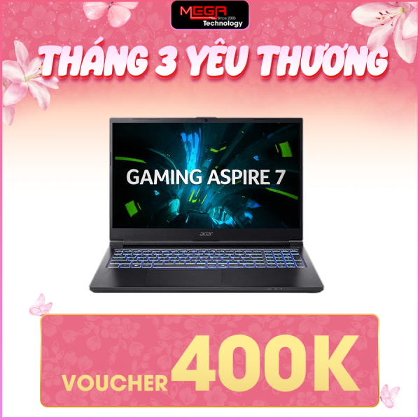 Laptop Acer Gaming Aspire 7 A715-59G-78WG NH.QX6SV.006 Đen ( Cpu Core i7-13620H, Ram 16GB, SSD 512GB, Vga GeForce RTX 3050 6GB GDDR6, 15.6 inch FHD IPS, Win 11HSL, 2Y)