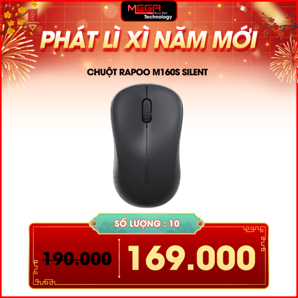 Chuột không dây Rapoo M160S Silent Multi Mode Màu xám (Wireless,Bluetooth)