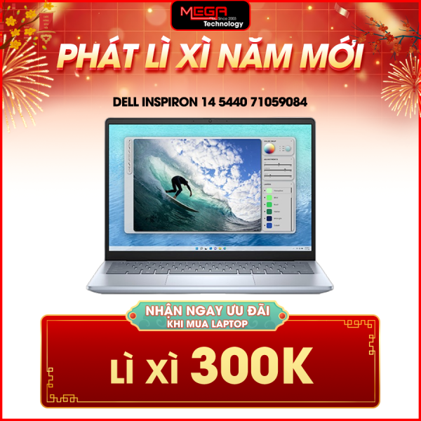 Laptop Dell Inspiron 14 5440 71059084 Xanh ( Cpu Core 7-150U, Ram 16GB (2x8GB), SSD 1TB, Vga GeForce MX570A 2GB GDDR6, Finger Print,14.0 inch 2.2K, Win 11H, Office HS24+O365)