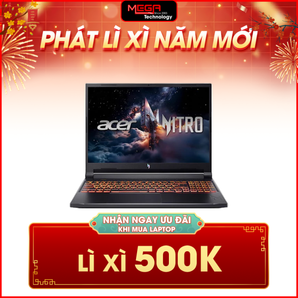 Laptop Acer Gaming Nitro V 16 ProPanel ANV16-72-782F NH.QUPSV.001 Đen (Cpu Core 7-240H, Ram 16GB, SSD 512GB, Vga GeForce RTX 5050 8GB GDDR7, 16.0 inch FHD+, Win 11HSL, 2Y)