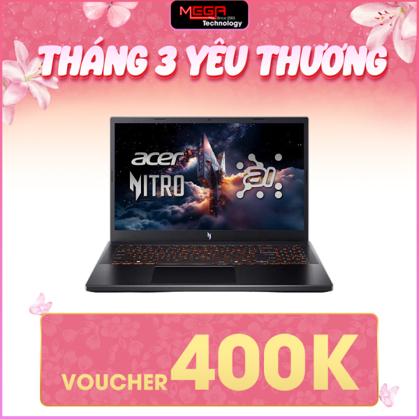 Laptop Acer Gaming Nitro V 15 ProPanel ANV15-52-50RB NH.QUASV.002 Đen (Cpu Core 5-210H, Ram 16GB, SSD 512GB, Vga GeForce RTX 4050 6GB GDDR6, 15.6 inch FHD, Win 11HSL, 2Y)