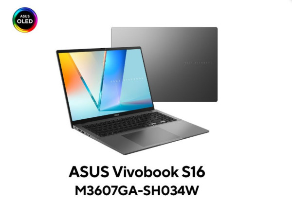 Laptop Asus VivoBook S16 M3607GA-SH034W Xám (Cpu Ryzen AI 7 445, Ram 16GB, SSD 512GB, Vga AMD Radeon Graphics, 16.0 inch FHD, Win 11H, 2Y)