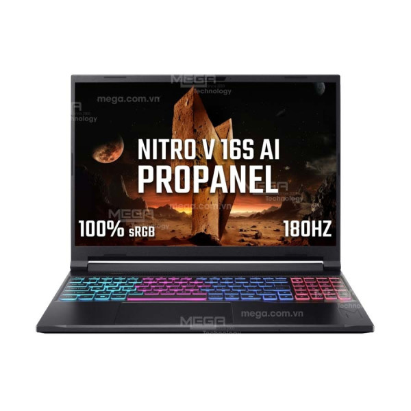 Laptop Acer Gaming Nitro 16S AI ProPanel AN16S-61-R193 NH.QXTSV.001 Đen (Cpu Ryzen AI 9 365, Ram 16GB, SSD 512GB, Vga GeForce RTX 5070 8GB GDDR7, 16.0 inch 2K+, Win 11HSL, 2Y)
