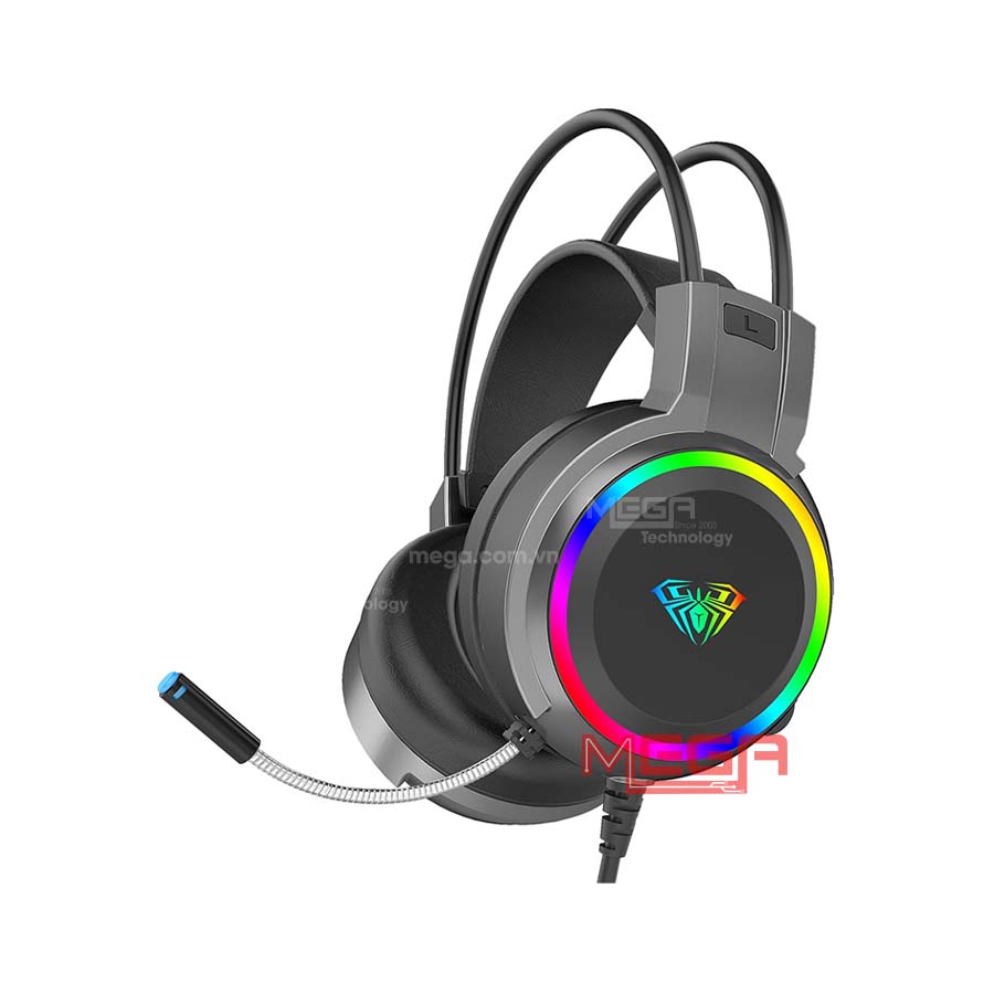 Tai nghe gaming có dây AULA S608 RGB Đen (Usb)