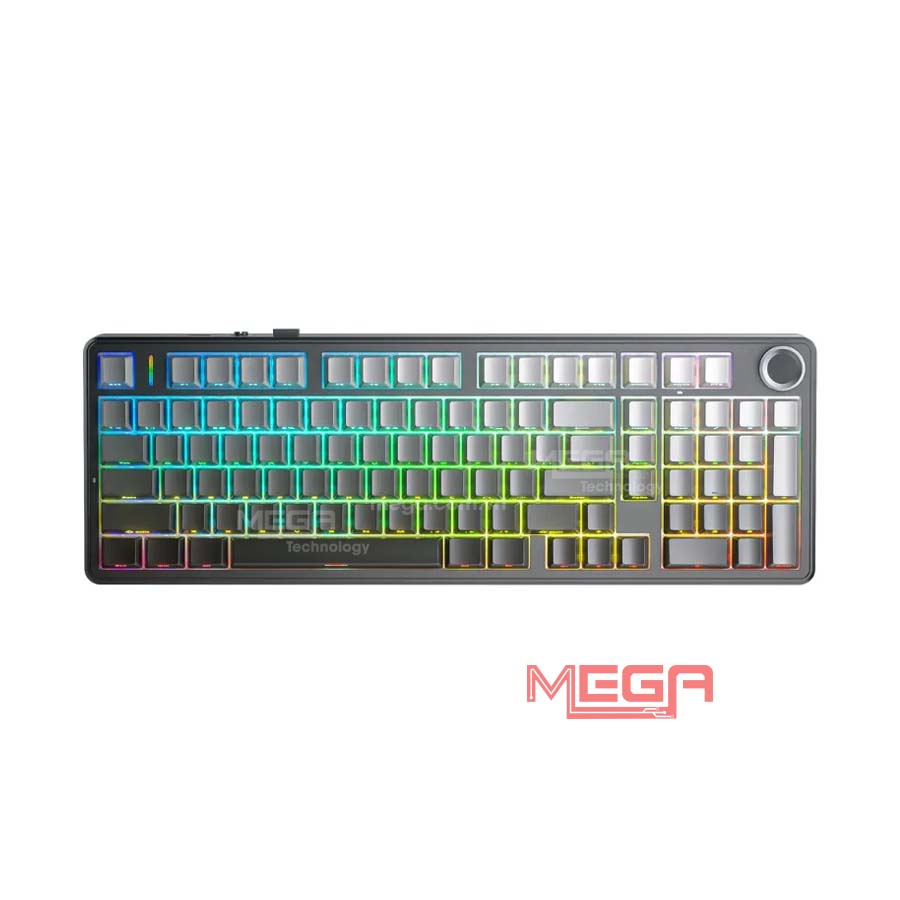 Bàn phím Gaming không dây AULA 3 mode (có núm xoay) F99 Pro Xám đen gradient, Nimbus V3 switch (0881)