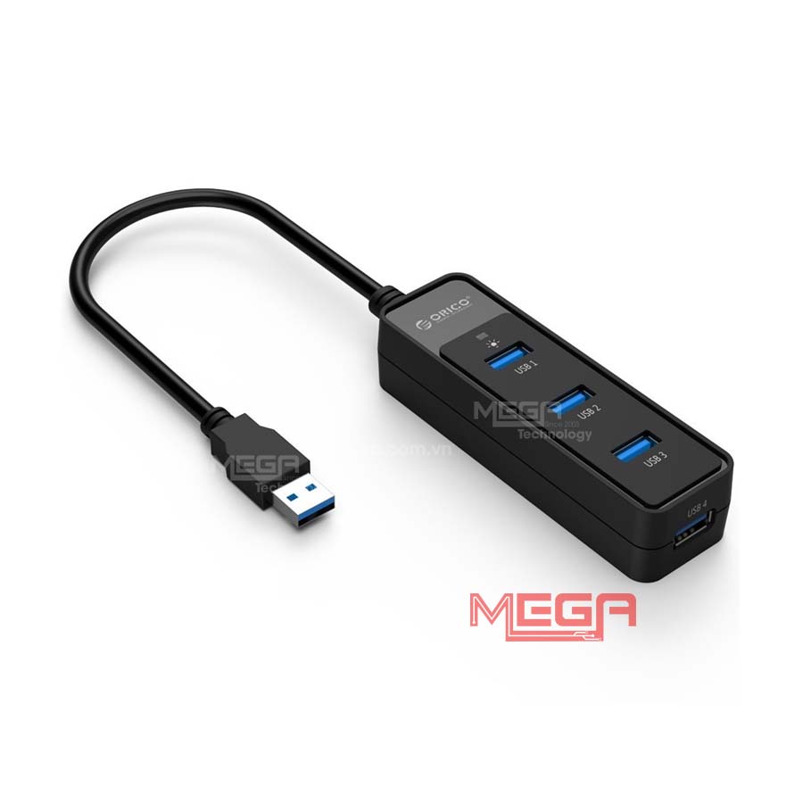 Bộ chia Orico USB HUB 4 cổng USB 3.0, Đen (W5PH4-U3-BK)