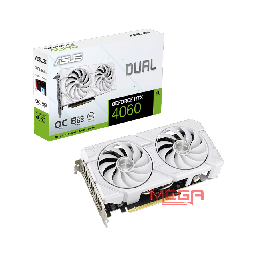 Vga Asus Dual GeForce RTX 4060 EVO WHITE OC Edition 8GB GDDR6  (DUAL-RTX4060-O8G-EVO-WHITE)
