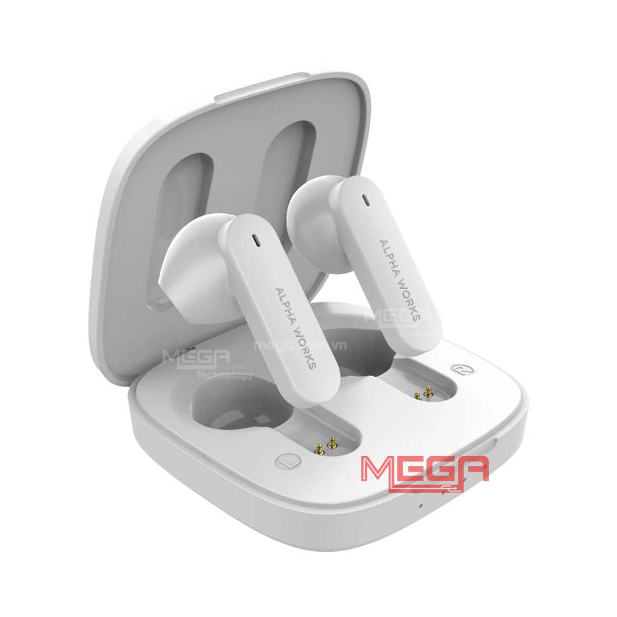 Tai nghe Bluetooth Alpha Works CURVE 100 White (Bluetooth V5.4) (AW-CURVE)