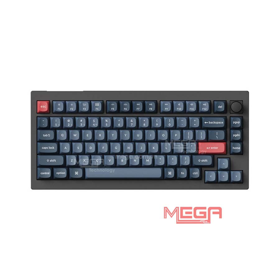 Bàn phím cơ không dây Keychron V1M-D1 V1 Max Swappable RGB Backlight Red Switch - Black - Knob Version