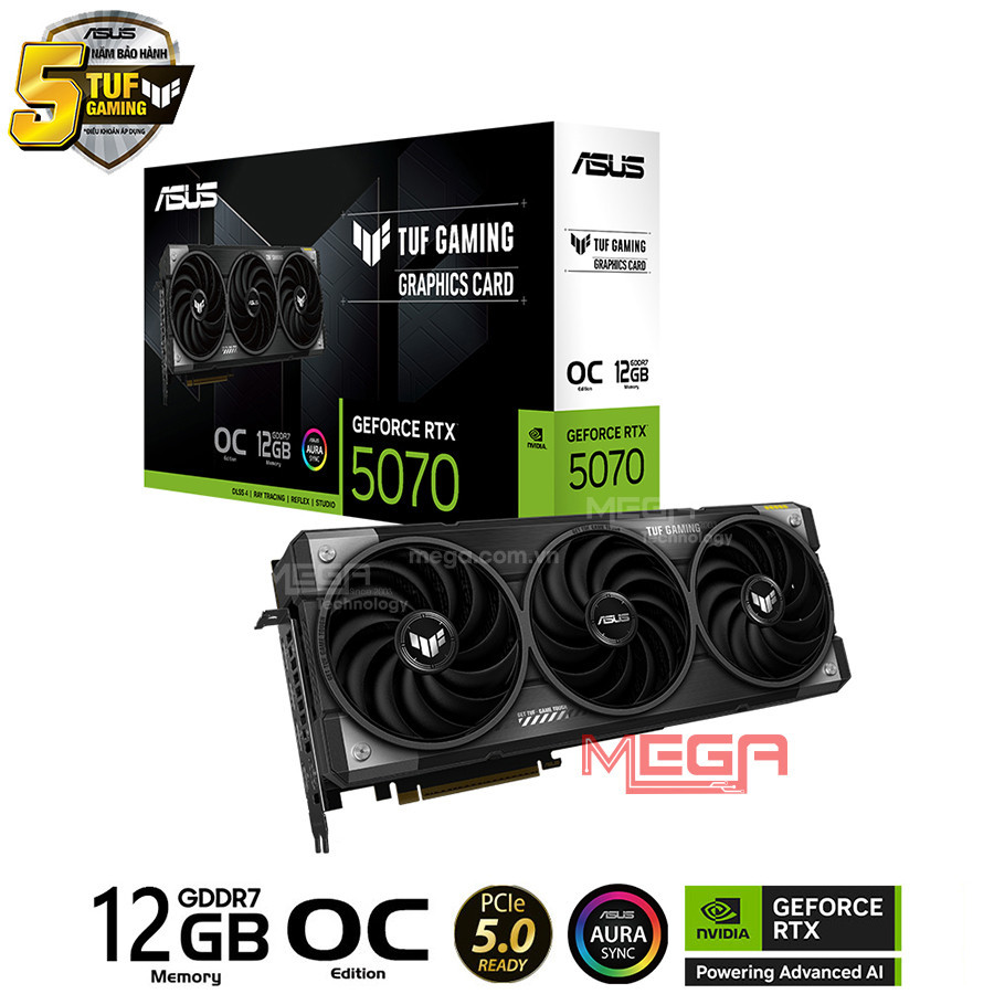 Vga Asus TUF Gaming GeForce RTX 5070 12GB GDDR7 OC Edition (TUF-RTX5070-O12G-GAMING)