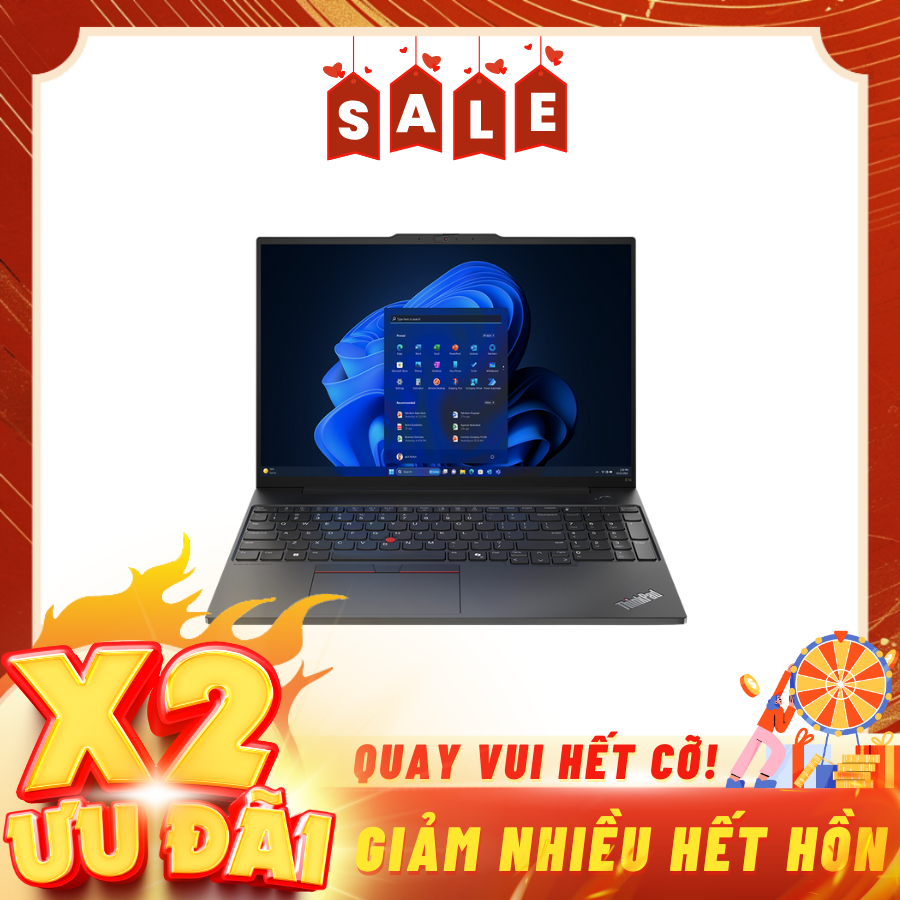 Laptop Lenovo ThinkPad E16 GEN 2-21MA004AVA Đen ( Cpu Ultra 5 125H, Ram 16GB ( 2x8gb), SSD 512GB, Vga ntegrated Intel Arc Graphics, 16 inch WUXGA, Finger Print, NoOS, Vỏ nhôm,2Y)