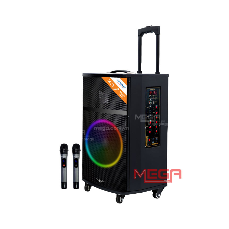 Loa SoundMax M-33 100w (AUX, Bluetooth, USB/TF, Led RGB,2 Mic)