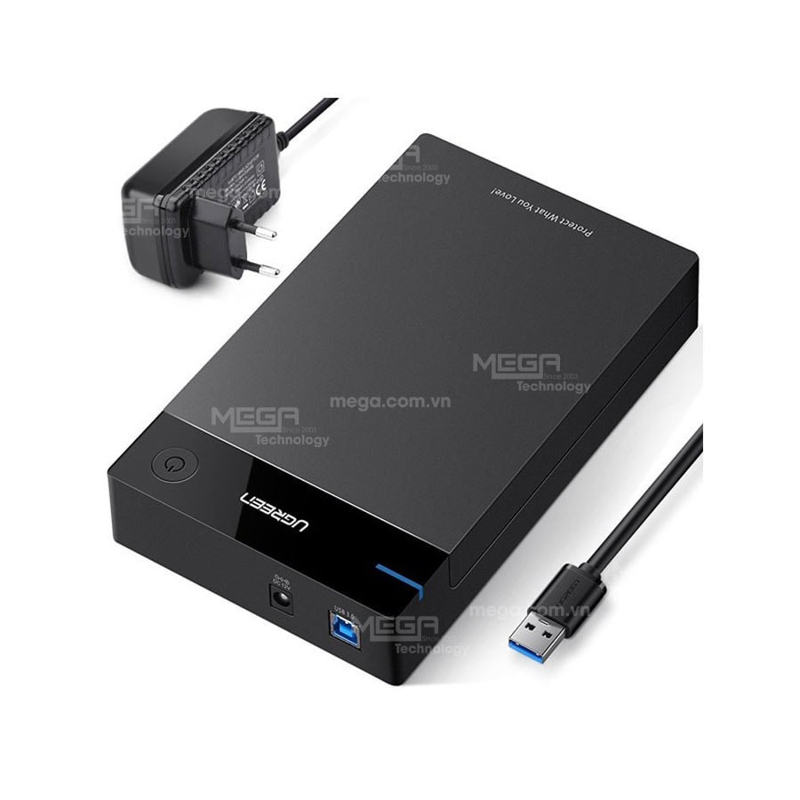 Hộp đựng ổ cứng 3.5 inch Sata/USB 3.0 hỗ trợ 16TB chính hãng Ugreen 50422 cao cấp