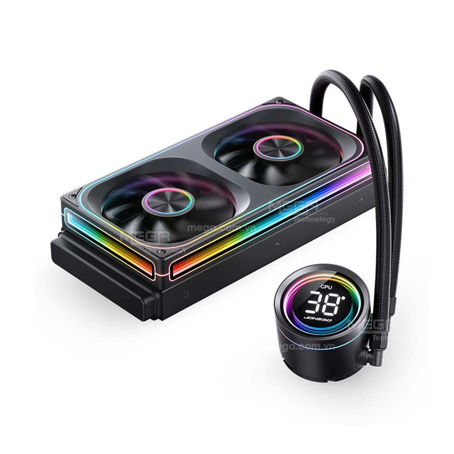 Tản nhiệt nước AIO Jonsbo TH-240 Black (ARGB, Hiển Thị Nhiệt Độ)