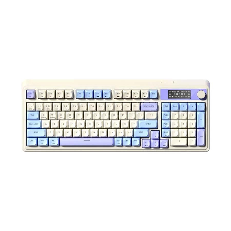 Bàn phím Gaming giả cơ không dây Aula S99 Pro dương be tím 6951 ( 3 mode có dây, không dây, BT)