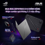 Laptop Asus ROG Zephyrus G16 GU605MV-QR135W Xám (Cpu Ultra 9 185H, Ram 32GB (2 x 16Gb), SSD 1TB, Vga RTX 4060 8G, 16 inch WQXGA, 2.5K (2560 x 1600) 240Hz, RGB, Túi, Win 11H)